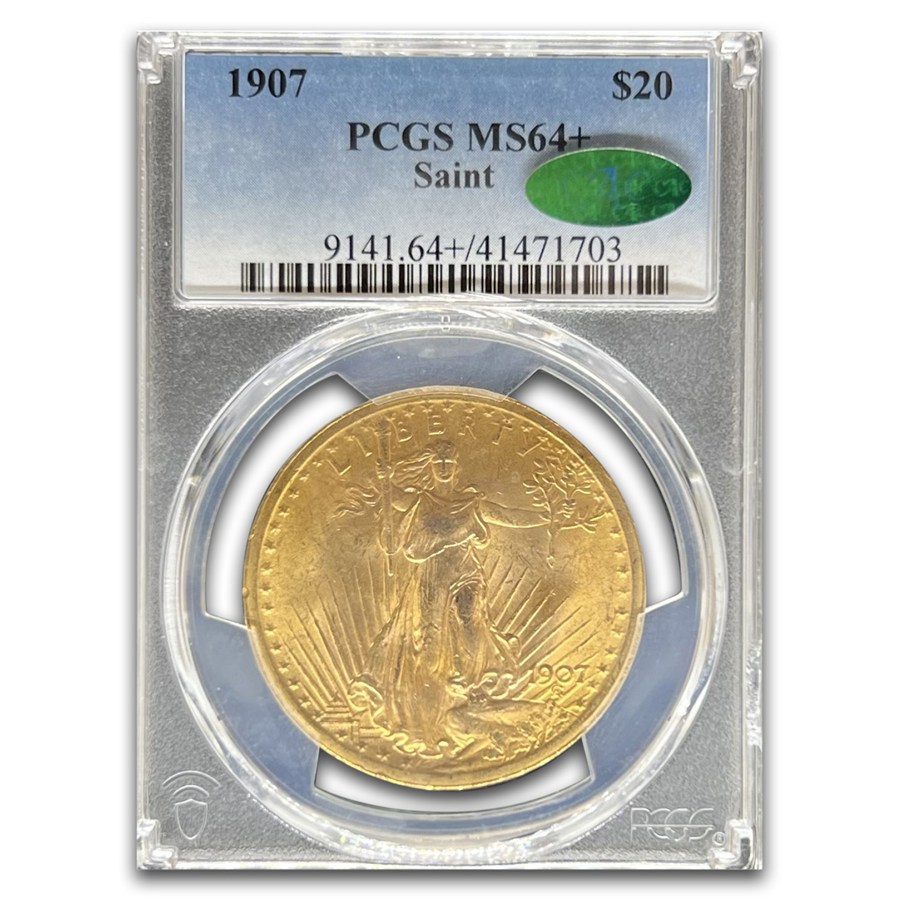 1907 $20 St Gaudens Gold Double Eagle MS-64+ PCGS CAC