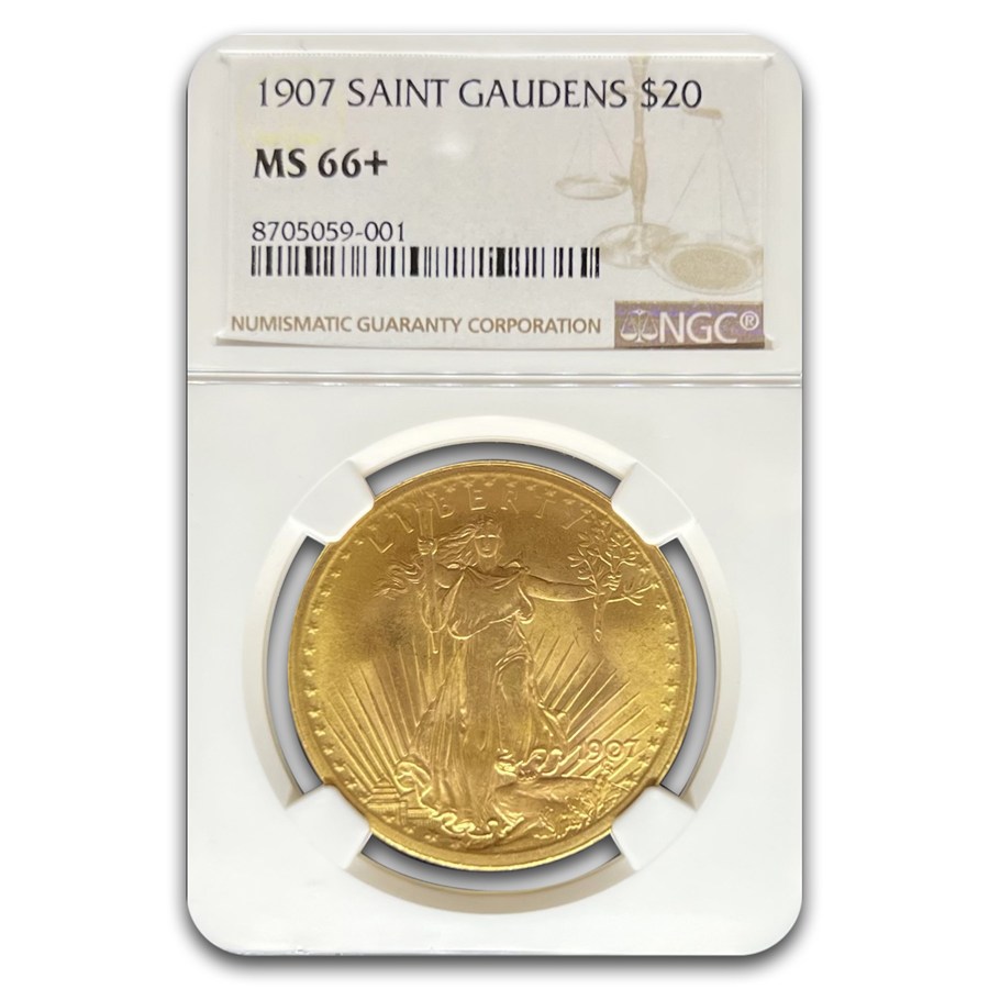 1907 $20 St Gaudens Gold Double Eagle MS-66+ NGC