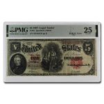 1907 $5.00 Legal Tender Woodchopper VF-25 PMG (Fr#91)