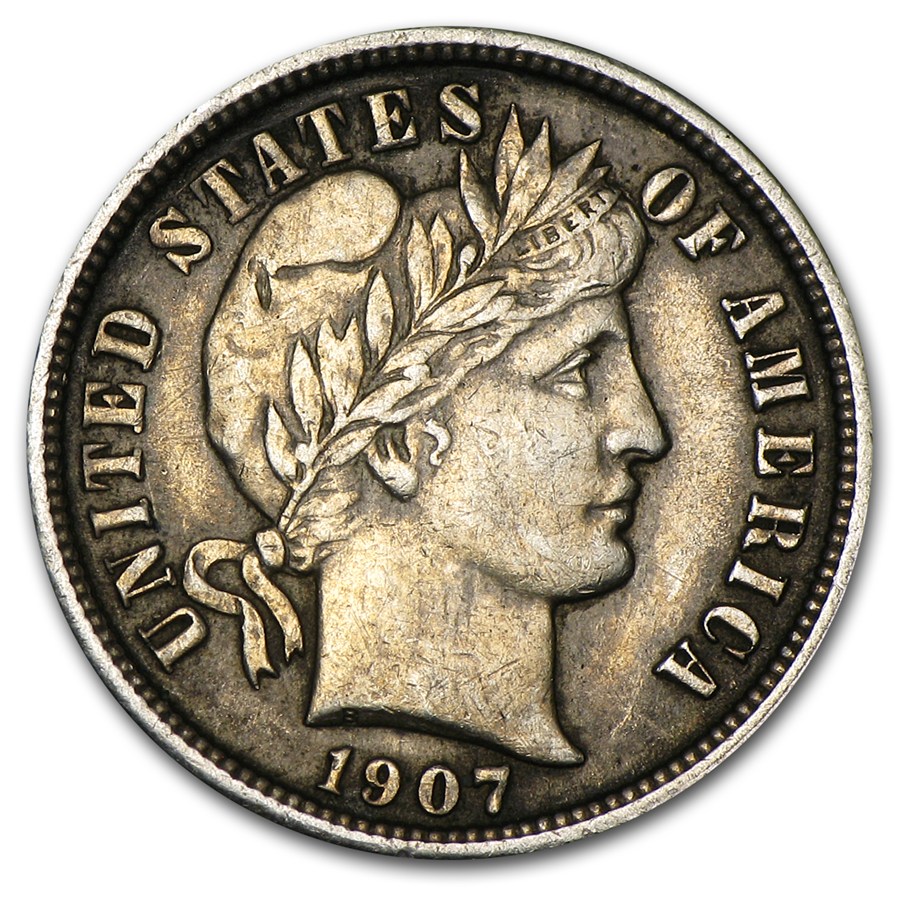 1907 Barber Dime AU