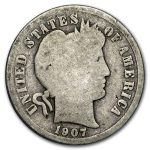 1907 Barber Dime Good/VG