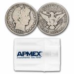 1907 Barber Half Dollar 20-Coin Roll Avg Circ
