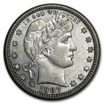1907 Barber Quarter AU