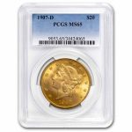1907-D $20 Liberty Gold Double Eagle MS-65 PCGS
