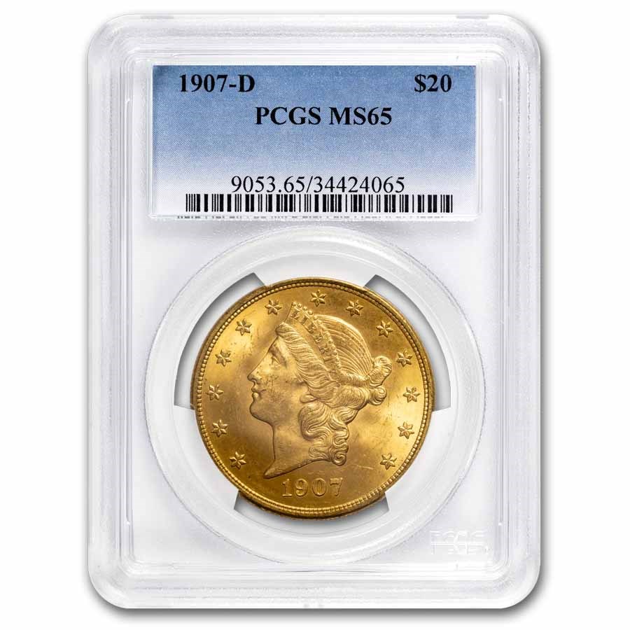 1907-D $20 Liberty Gold Double Eagle MS-65 PCGS