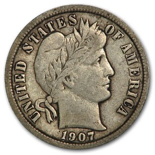 1907-D Barber Dime Fine