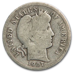 1907-D Barber Dime Good/VG