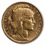 1907 France Gold 20 Francs Rooster AU