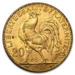 1907 France Gold 20 Francs Rooster BU