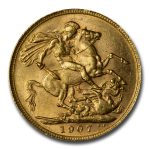 1907-M Australia Gold Sovereign Edward VII BU