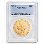 1907-S $20 Liberty Gold Double Eagle MS-63 PCGS