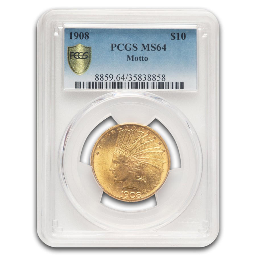 1908 $10 Indian Gold Eagle w/Motto MS-64 PCGS