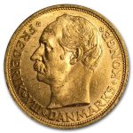 1908-1912 Denmark Gold 20 Kroner Frederik VIII AU