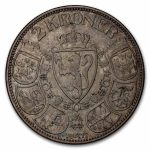 1908-1917 Norway Silver 2 Kroner Haakon VII Avg Circ