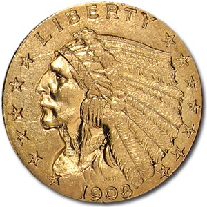 1908 $2.50 Indian Gold Quarter Eagle AU