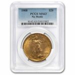 1908 $20 St Gaudens Gold Double Eagle No Motto MS-63 PCGS