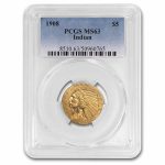 1908 $5 Indian Gold Half Eagle MS-63 PCGS