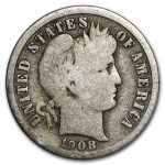 1908 Barber Dime Good/VG