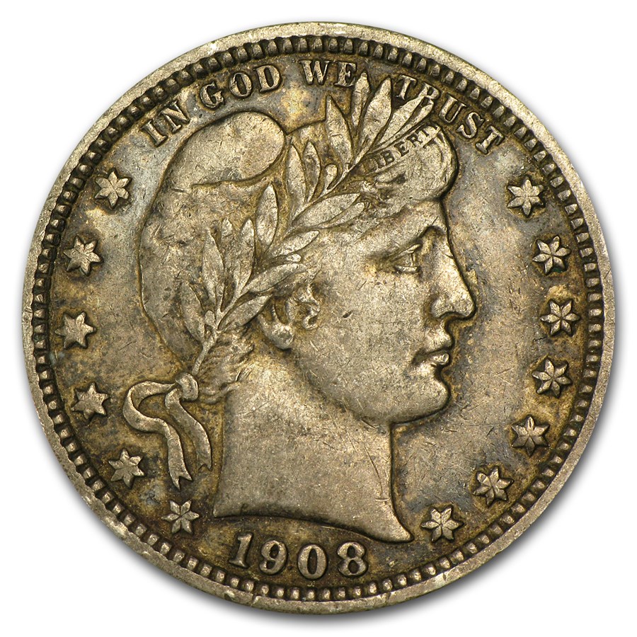 1908-D Barber Quarter XF