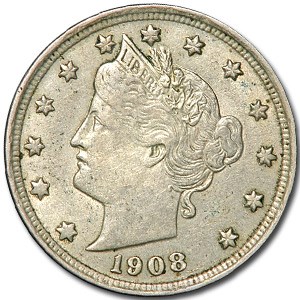 1908 Liberty Head V Nickel XF