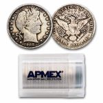 1908-O Barber Half Dollar 20-Coin Roll Avg Circ
