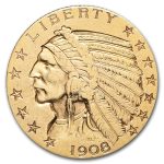 1908-S $5 Indian Gold Half Eagle AU
