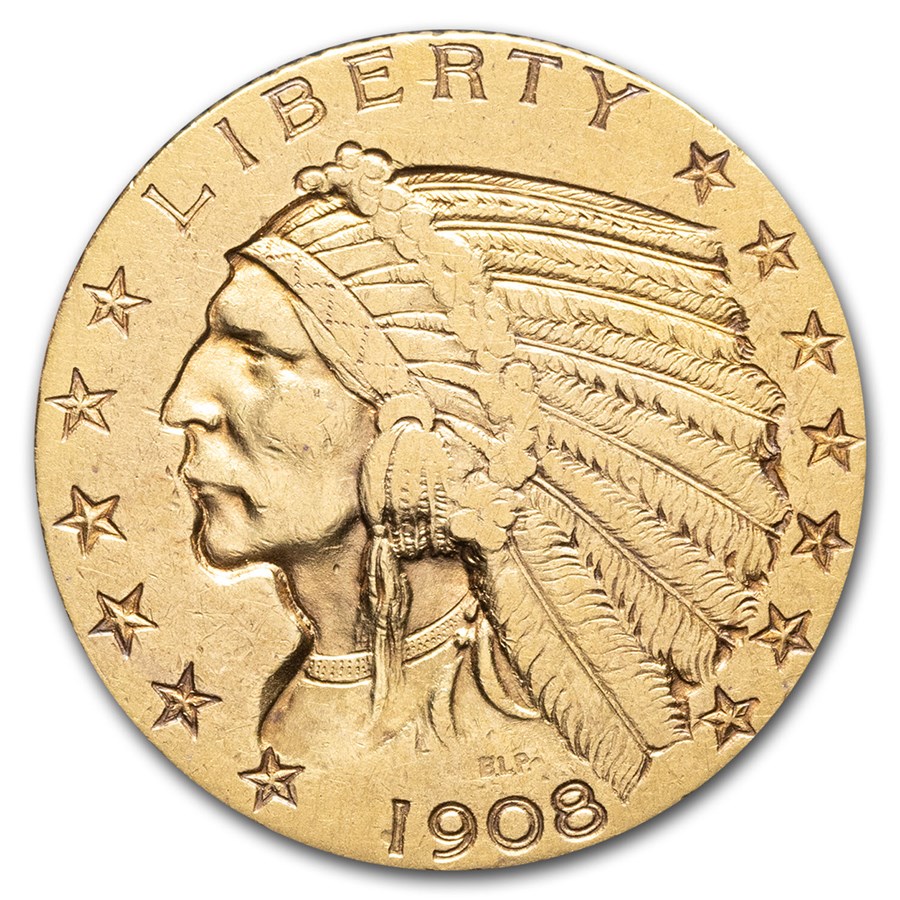 1908-S $5 Indian Gold Half Eagle AU