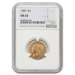1909 $2.50 Indian Gold Quarter Eagle MS-64 NGC