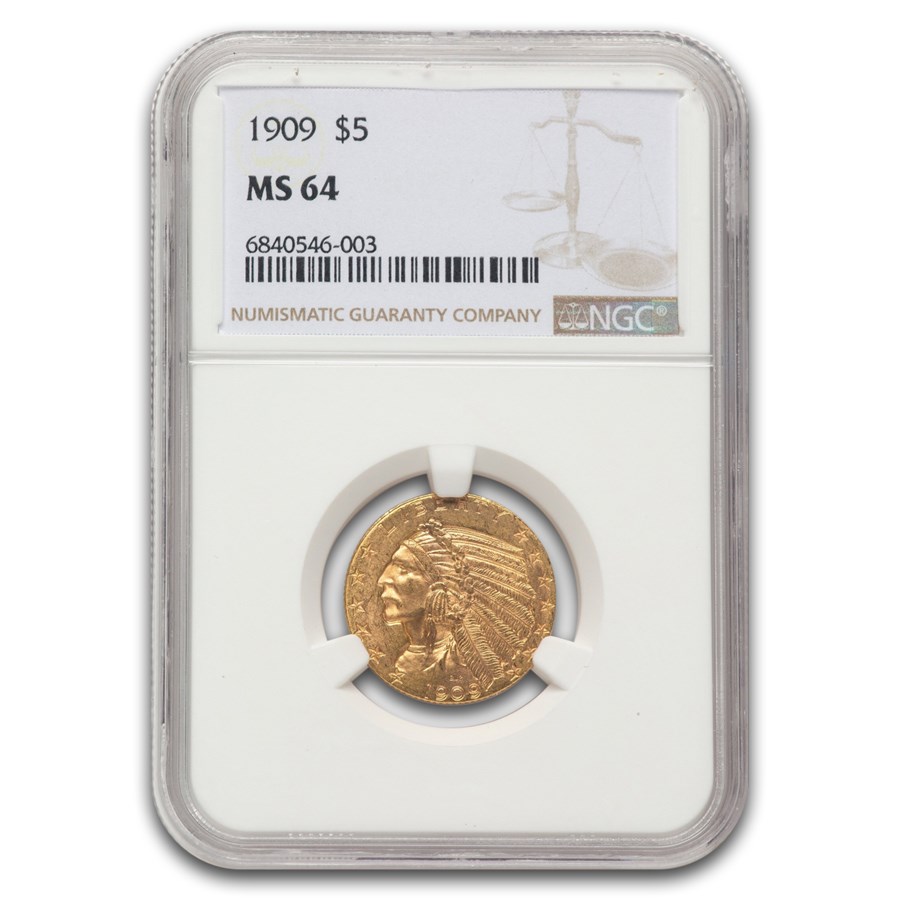 1909 $2.50 Indian Gold Quarter Eagle MS-64 NGC