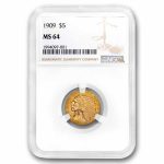 1909 $5 Indian Gold Half Eagle MS-64 NGC
