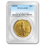 1909/8 $20 St Gaudens Gold Double Eagle Overdate AU-50 PCGS