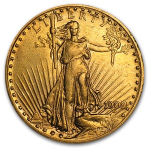 1909/8 $20 St Gaudens Gold Double Eagle XF