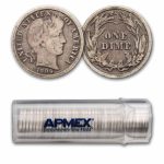 1909 Barber Dime 50-Coin Roll Avg Circ