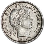 1909 Barber Dime AU