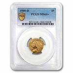1909-D $5 Indian Gold Half Eagle MS-64+ PCGS