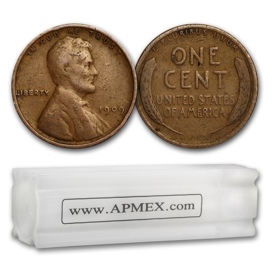 1909 Lincoln Cent 50-Coin Roll Avg Circ