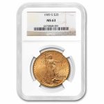 1909-S $20 St Gaudens Gold Double Eagle MS-63 NGC