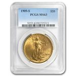 1909-S $20 St Gaudens Gold Double Eagle MS-63 PCGS