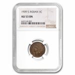 1909-S Indian Head Cent AU-53 NGC (Brown)
