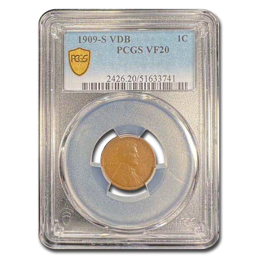 1909-S VDB Lincoln Cent VF-20 PCGS (Brown)