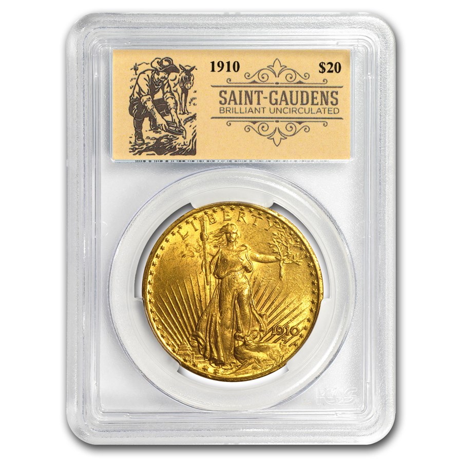 1910 $20 St Gaudens Double Eagle BU PCGS (Prospector Label)