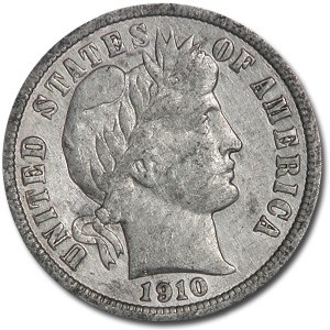 1910 Barber Dime AU