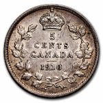 1910 Canada Silver 5 Cents Edward VII BU