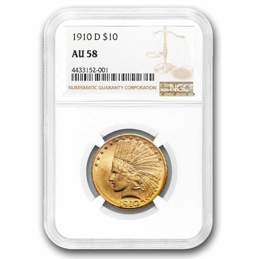 1910-D $10 Indian Gold Eagle AU-58 NGC