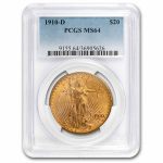 1910-D $20 St Gaudens Gold Double Eagle MS-64 PCGS
