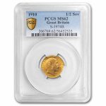 1910 Great Britain Gold Half Sovereign Edward VII MS-62 PCGS