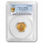 1910 Great Britain Gold Half Sovereign Edward VII MS-64 PCGS