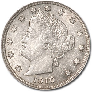 1910 Liberty Head V Nickel AU