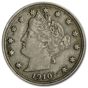 1910 Liberty Head V Nickel VF