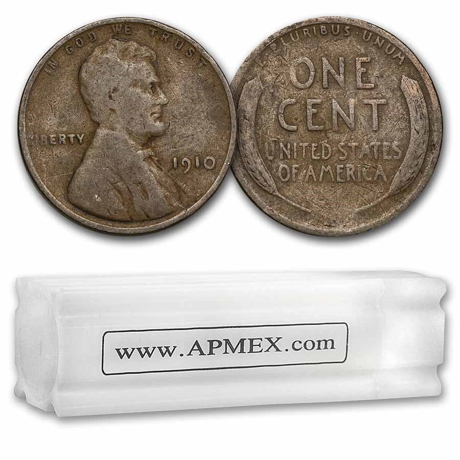 1910 Lincoln Cent 50-Coin Roll Avg Circ